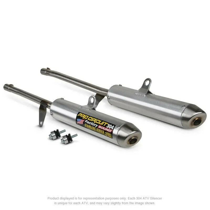 Pro Circuit P/C 304 Silencer exhaust with metal casing and mounting points, designed for motorcycle exhaust systems.