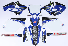 Yamaha YZ250 dirt bike with DCOR Raceline graphics kit in white, featuring detailed decals and custom graphics design.