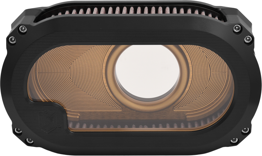Kens Factory NL M8 air cleaner with glass and gold accents, designed for intake, carb, and fuel system applications.