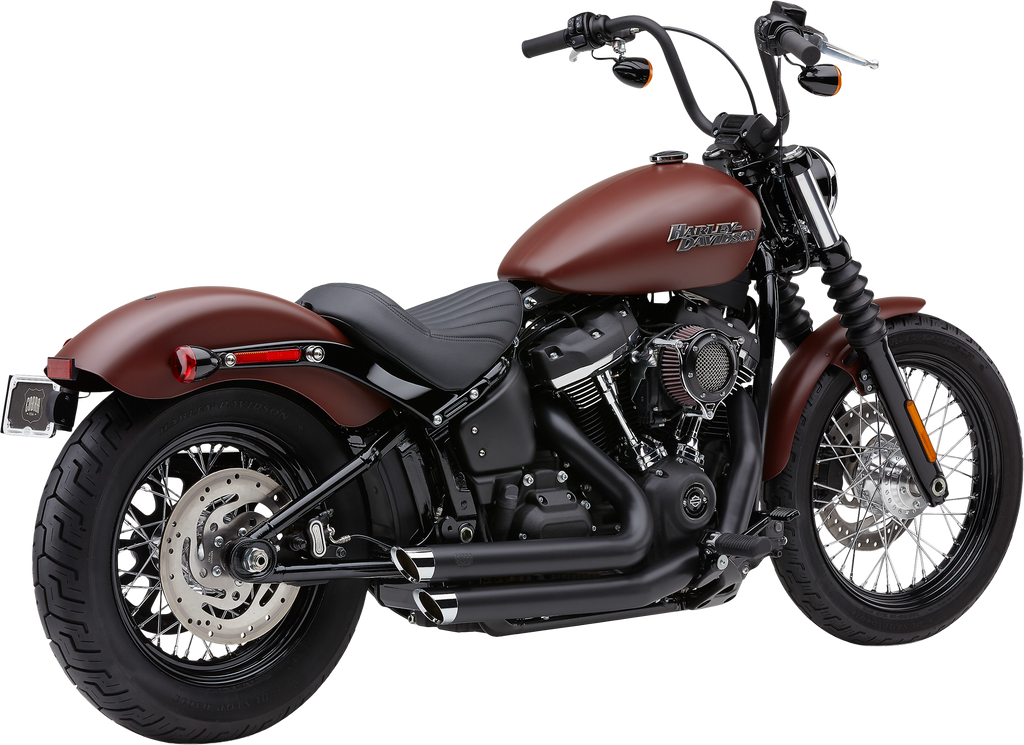 Cobra Speedster Slashdown black exhaust for FXLRS motorcycles, featuring sleek design and chrome finish.