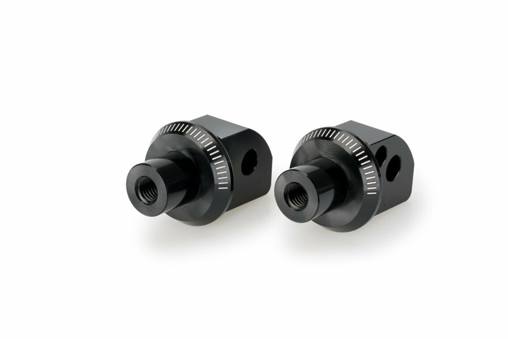 Black PUIG passenger footpeg adapter for Yamaha motorcycle, part of foot controls with durable construction.