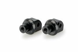 Black PUIG passenger footpeg adapter for Yamaha motorcycles, part number 561-20838BK, attaches to foot controls for rider comfort.