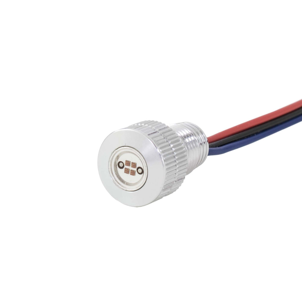 Bagger Nation Lightning Bolts LED lights in white and amber with silver housing, designed for motorcycle customization.