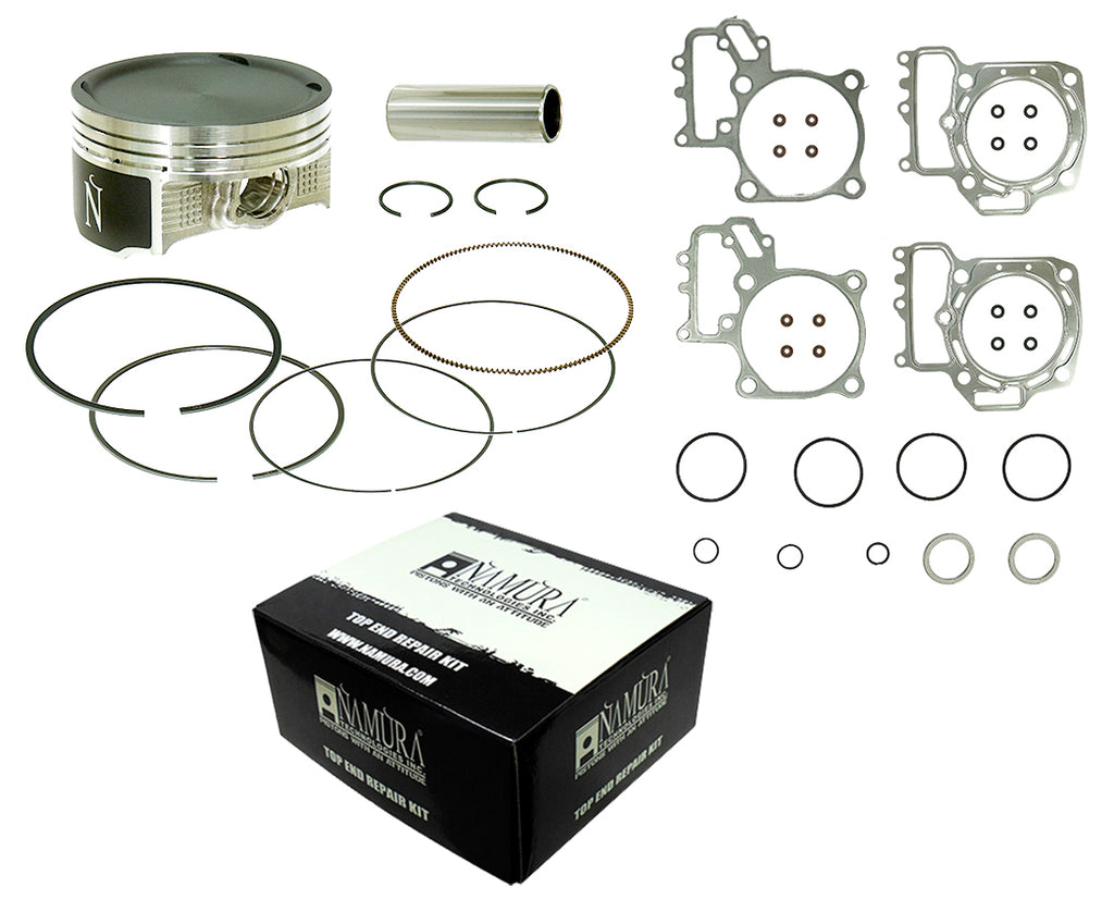 Namura Top End Kit with Nikasil cylinder for Kawasaki 186-2077, includes piston components for engine rebuilds.