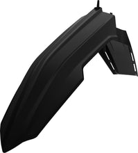 Load image into Gallery viewer, Polisport Plastics black front fender for restyle bikes, model 64-05616, shown in a close-up image highlighting its design and fit.