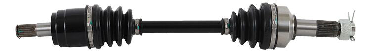All Balls heavy duty front axle with 6 ball design, featuring durable metal components and detailed close-up view.