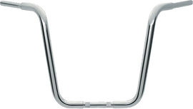 Wild 1 Chubby Ape Hanger 14-inch chrome handlebars with a bold, curved design for motorcycle handlebar customization.