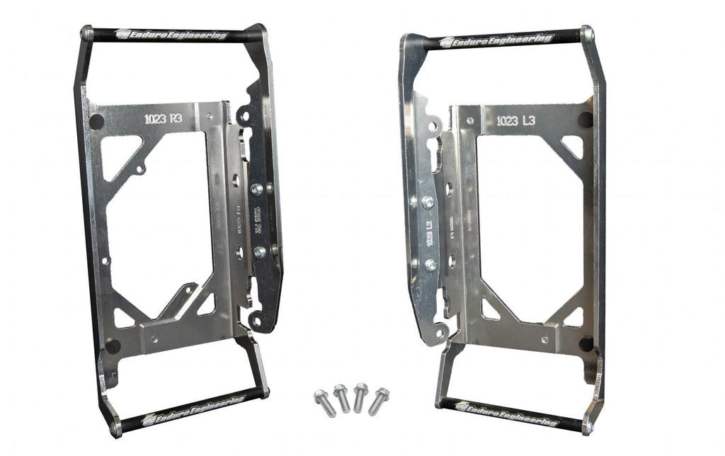 Enduro Engineering radiator brace for Husqvarna and KTM motorcycles, providing protection for radiators.