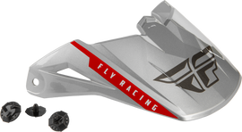 Fly Racing Kinetic Drift helmet visor in charcoal, lite grey, and red with clear visibility of color details and attachment points.