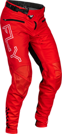 Fly Racing Youth Rayce bicycle pants in red, size 26, showing lightweight, durable fabric and sporty design for young riders.