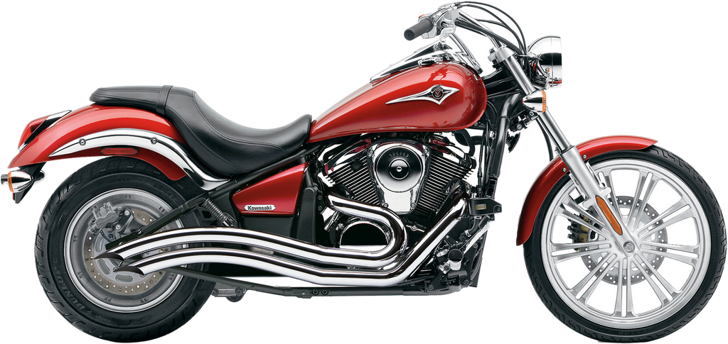 Cobra Speedster Swept F/S chrome exhaust for Kawasaki VN900 motorcycle, with sleek chrome finish and polished design.