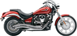 Cobra Speedster Swept F/S chrome exhaust for Kawasaki VN900 motorcycle, with sleek chrome finish and polished design.