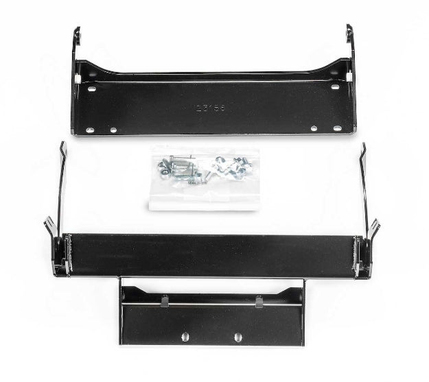 Warn front plow mounting kit bracket assembly with hardware for vehicle installation, compatible with Warn plow systems.