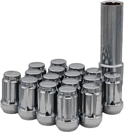 Sedona 16-piece set of 12mm 1.25 tapered lug nuts for wheel components, shown in black with a tapered design.