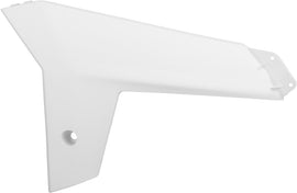White Polisport Plastics Gas Gas lower radiator shroud for body protection, part number 64-69117, fits Gas Gas motorcycles.