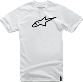 Alpine Star Ageless Tee in white and black, medium size, casual T-shirt with logo design, front view.