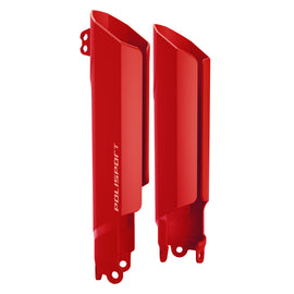 Polisport Plastics Honda full wrap lower fork guards for motorcycle suspension protection, shown in black on a Honda bike.