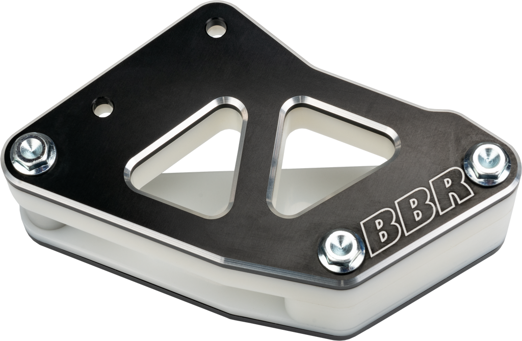 BBR Chain Guide for CRF125F drive system, black, durable motorcycle component shown in the image.