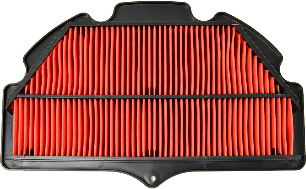 Emgo air filter 78-9507 with a cylindrical design, featuring a pleated filter element and rubber sealing edges.