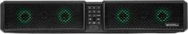 EcoXGear Pulse 28-inch soundbar with sleek black design, featuring multiple speaker drivers and audio controls.