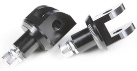 Black PUIG footpeg adapter for KTM motorcycle, designed for foot controls, with sturdy metal construction and secure mounting features.