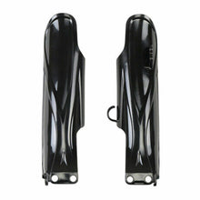 Load image into Gallery viewer, Polisport Plastics black fork guards for Yamaha off-road bikes, showing durable plastic construction on a motorcycle suspension.