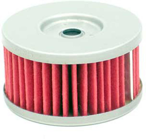 K&N Oil Filter 56-0136 showing the cylindrical filter with metal end caps and threading for automotive engine use
