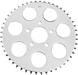 Chrome HardDrive 49-tooth rear sprocket for Big Twin motorcycles, fits 2000-2013 models, durable and precision-engineered.