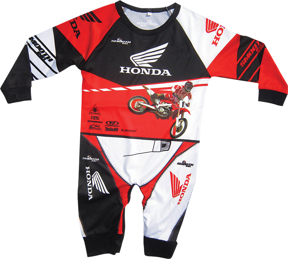 Smooth Industries Honda playwear onesie for 18-24 months, soft fabric with Honda-themed print, suitable for toddler infants.