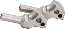 Load image into Gallery viewer, Flo Motorsports M8 Softail foot control clevis for passenger footpegs, showing metal component with mounting holes and hardware.