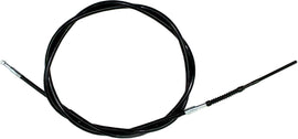 Motion Pro black vinyl rear hand brake cable for motorcycle, showing the flexible cable with metal fittings and protective outer sheath.