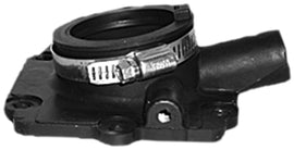 SP1 mounting flange for intake, carb, or fuel system, model 12-14705, shown in black with bolt holes for secure fitting.