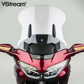 Clear tall windscreen replacement for National Cycle Vstream motorcycle windshield, showing the transparent, curved plastic shield.