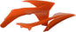 Orange Polisport Plastics radiator shroud body for motocross bikes, part number 64-04554, visible with mounting points and vents.