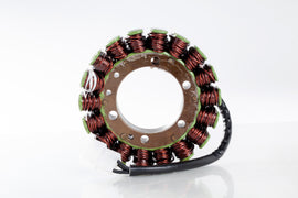 Ricks Motorsport Electric Stator 27-21102 for motorcycle electrical system, featuring coil windings and mounting points.