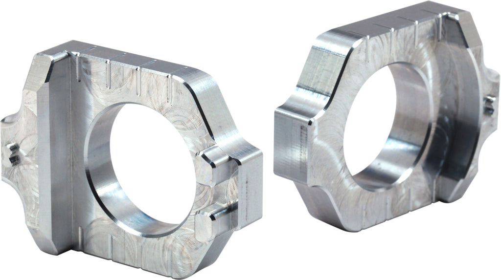 Silver WORKS Axle Blocks Elite Kaw/Suz drive tool with precise fit for motorcycle axle stabilization.