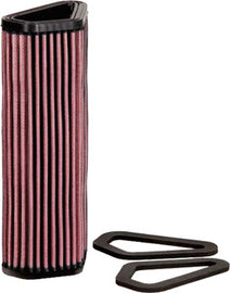 K&N Air Filter 701007 for vehicle engine, showing a close-up of the high-flow air filter with pleated cotton media.