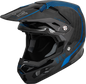Fly Racing Formula Carbon Tracer helmet in blue and black with aerodynamic design and ventilation features.