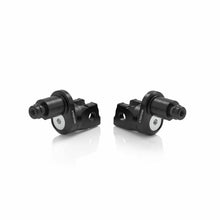 Load image into Gallery viewer, RIZOMA eccentric footpeg mount kit for rider, black finish, showing mounting hardware and adjustable footpeg attachment.