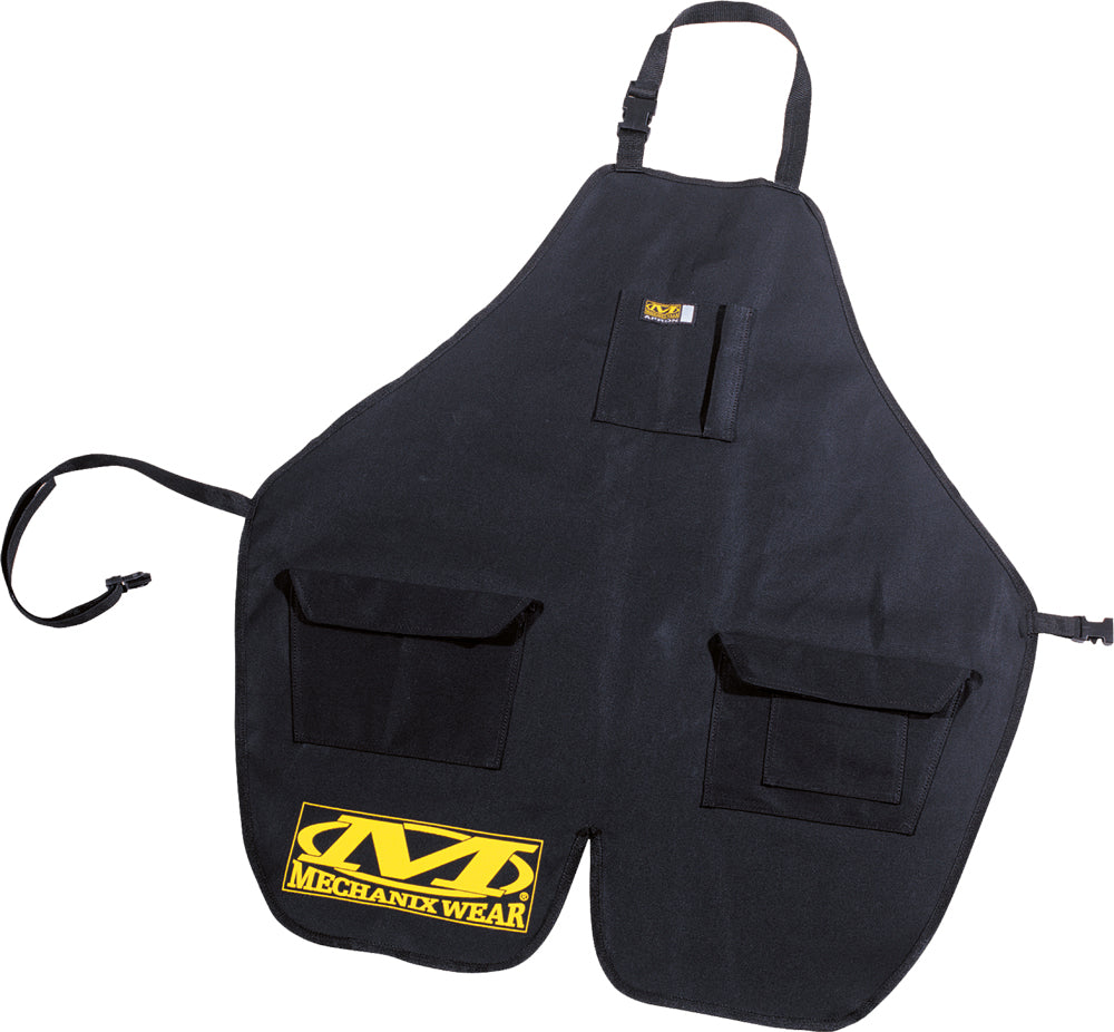 Black Mechanix Wear apron with adjustable straps and multiple pockets, designed for durable work and protection.