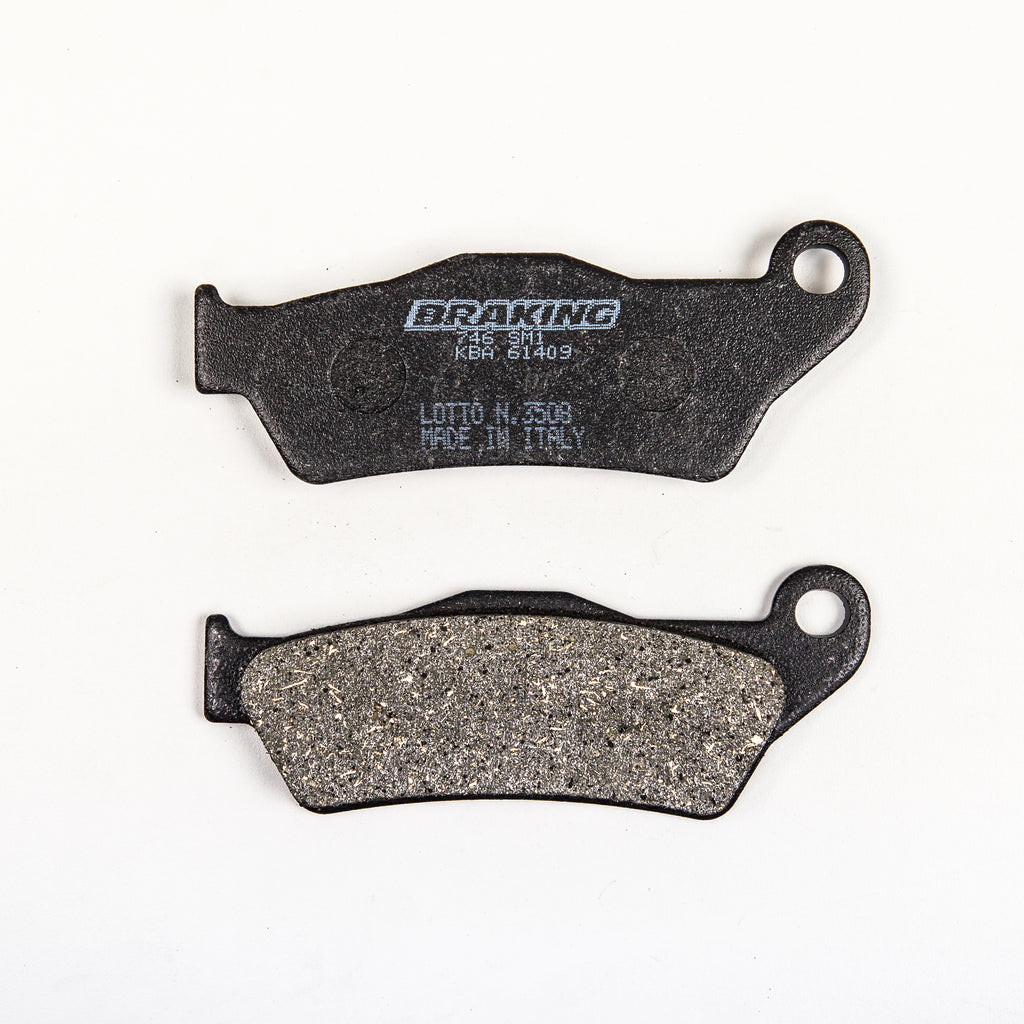 Semi-metallic Braking Brake Pad Set by Braking, showing detailed brake pads with metallic backing in a close-up view
