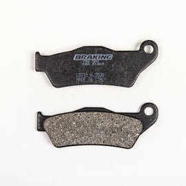 Semi-metallic Braking Brake Pad Set by Braking, showing detailed brake pads with metallic backing in a close-up view