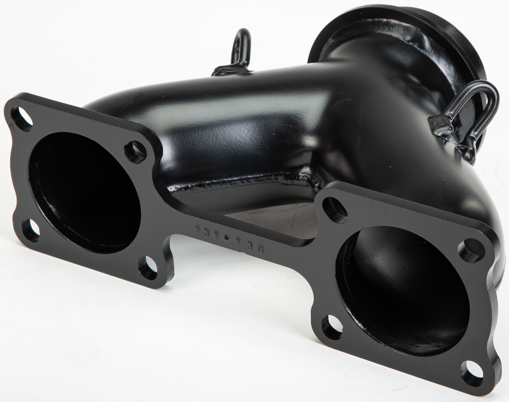 Straightline Performance Y-Pipe exhaust for Arctic Cat ATV, showing the stainless steel pipe with mounting flanges.