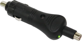 SP1 cigarette lighter power port with RCA jack, electrical component for vehicle accessory connections, black plastic housing