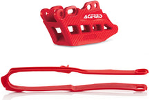 Load image into Gallery viewer, Acerbis red chain guide slider kit with metal and plastic components for motorcycle chain protection and guidance.