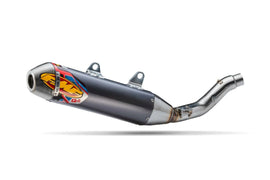 FMF Racing Q4 S/A exhaust muffler for Suzuki, shown with polished metal body and mounting bracket.