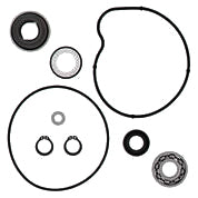 Vertex Water Pump Rebuild Kit 680-1852 for engine, showing parts laid out on a surface with packaging and instruction manual.
