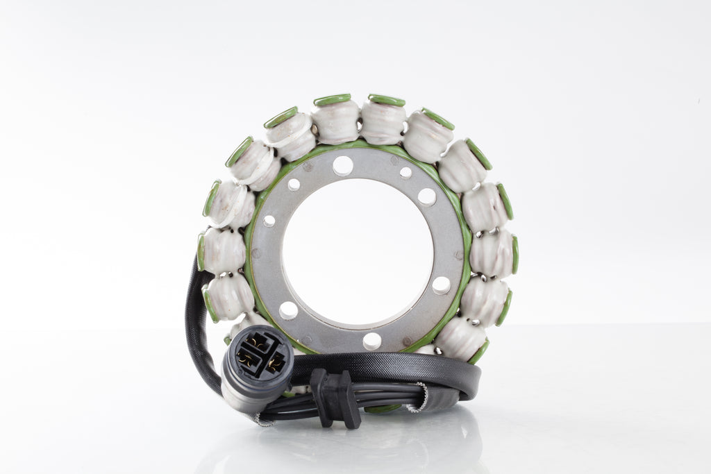 Ricks Motorsport Electric Stator 27-21224 for motorcycle electrical systems, featuring copper wiring and mounting points.