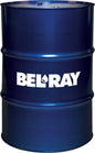 Bel-Ray Exp Estr Semi-Syn Motor Oil 4T 10W40 in a 55-gallon drum, automotive engine oil for motorcycles and small engines.