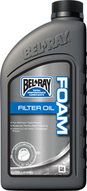 Bel-Ray Foam Filter Oil 1L bottle, used for cleaning and maintaining foam air filters in motorcycles and off-road vehicles
